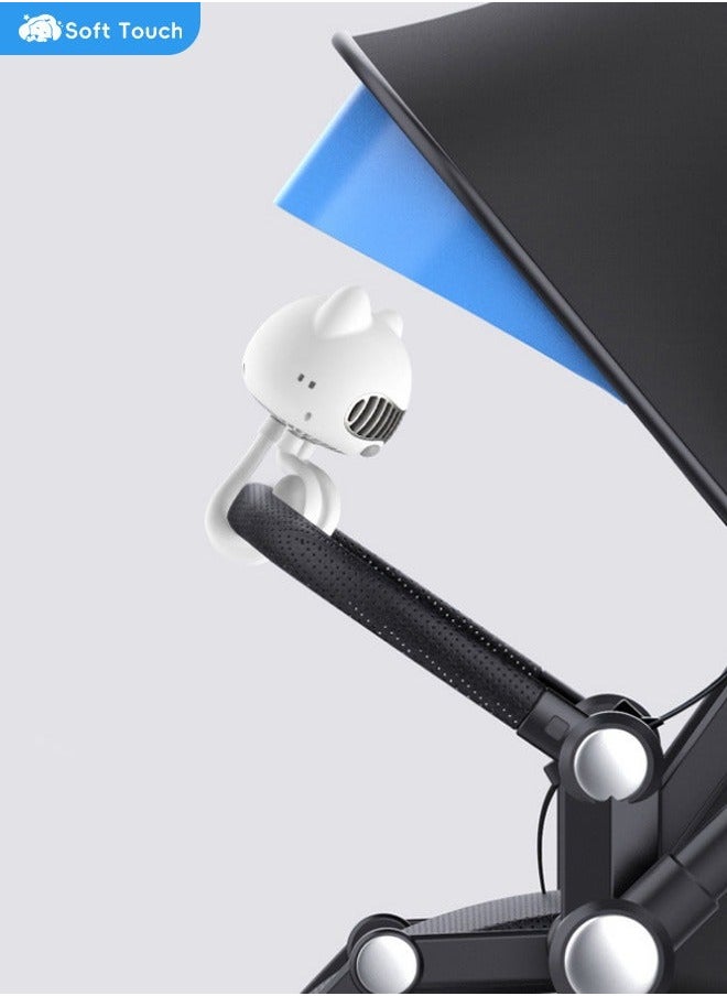 NIBEMINENT - Portable Mini Stroller Fan with Mosquito Repellent, Handheld Cartoon Cat for Babies and Strollers Flexible Hook - Image 1