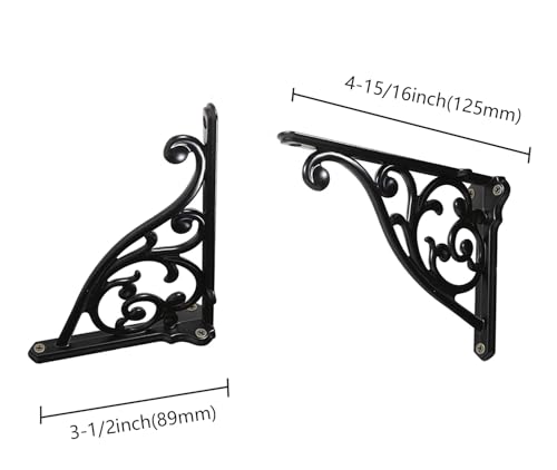 ZAUYX Heavy Duty Solid Stand5 Inch 4 Pack BlackRight Angle Wall Panel Support BracketDecorative Shelf BracketHeavy Duty VintageWall Mount Support DIY Shelf Hardware Included - Image 3