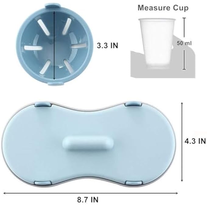 jaffiust The White Shop Egg Poacher Microwavable With Measure Cup Dishwashable Egg Maker Poached Kitchen Gadget Blue - Image 2