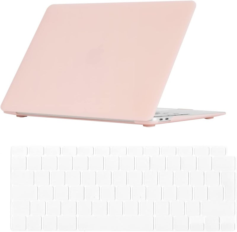 سيفن لاين متوافق مع حافظة MacBook Air 13 بوصة 2024 2023 2022 2021 2020 2019 2018 A1932/M1 A2337/A2179 لـ Mac Air 13 بوصة شاشة Retina Touch ID وغطاء لوحة مفاتيح (تخطيط المملكة المتحدة)، وردي طباشيري - Image 1