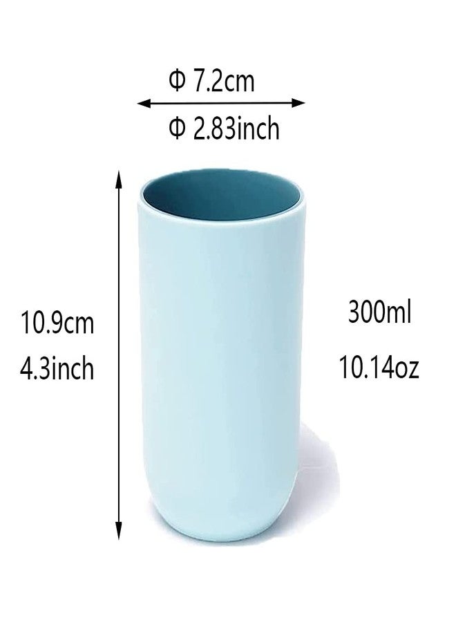 RabyLeo Unbreakable Reusable Drinking Cups Set of 2 Colors, Plastic Toothbrush Cup Tumblers 300 ml/10.5 oz, Dishwasher Safe (Light blue & Navy blue) - Image 2