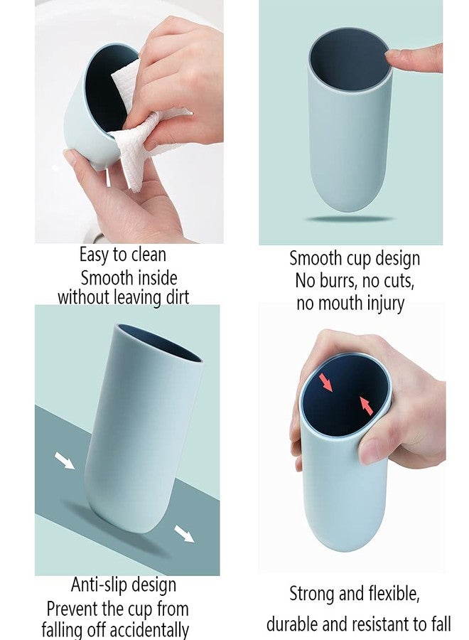 RabyLeo Unbreakable Reusable Drinking Cups Set of 2 Colors, Plastic Toothbrush Cup Tumblers 300 ml/10.5 oz, Dishwasher Safe (Light blue & Navy blue) - Image 3