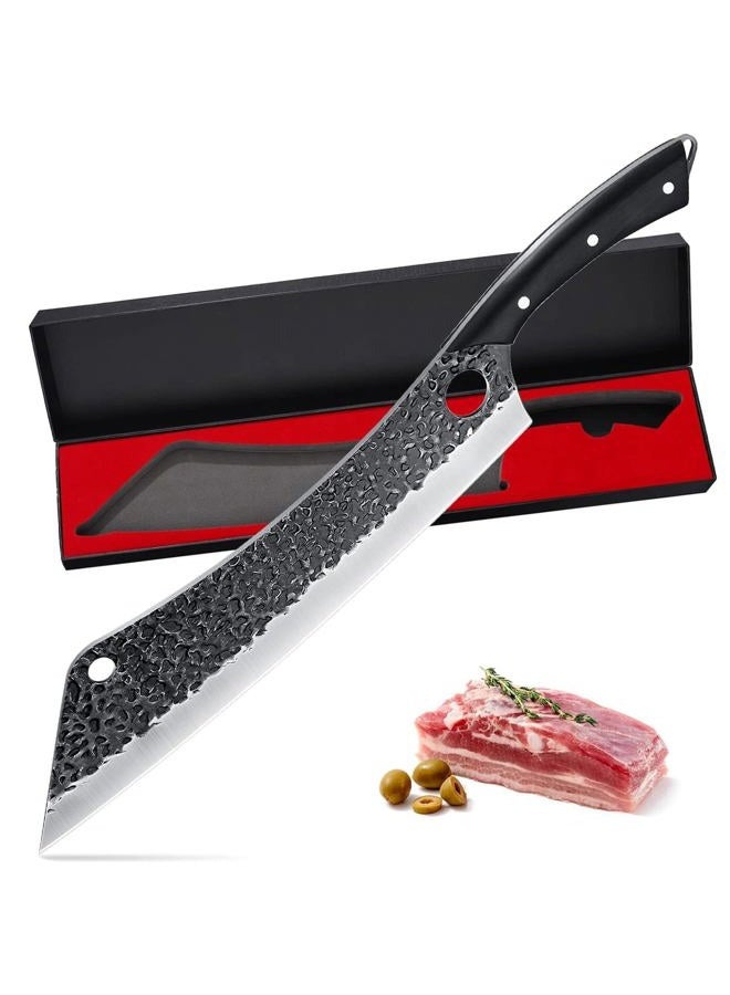 PURPLEBIRD 12 Inch Carving Knife Ultra Sharp Slicing Knife,Hand Forged Brisket Knife High Carbon Steel Meat Slicer, Long Kitchen Knives,Best for Slicing Roasts, Meats, Fruits and Vegetables - Image 1