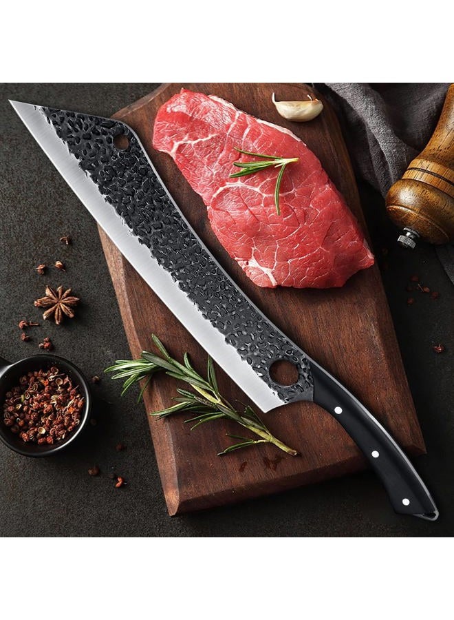 PURPLEBIRD 12 Inch Carving Knife Ultra Sharp Slicing Knife,Hand Forged Brisket Knife High Carbon Steel Meat Slicer, Long Kitchen Knives,Best for Slicing Roasts, Meats, Fruits and Vegetables - Image 2