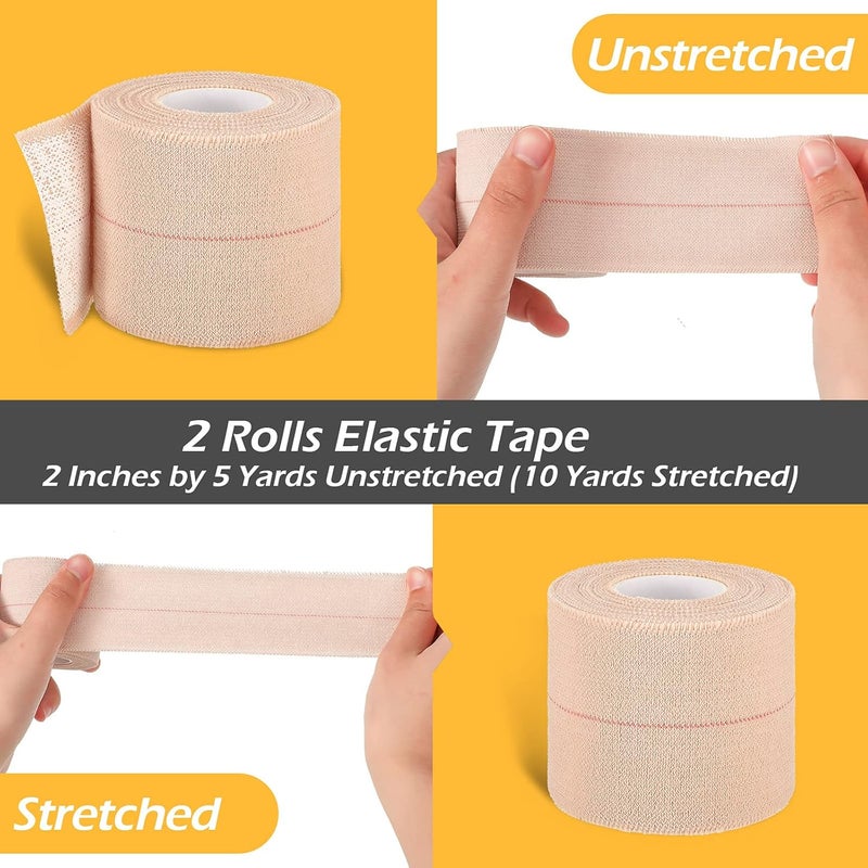 Nuanchu 2 Rolls Adhesive Elastic Tape Bandage Tape Wrap Flexible Stretch Bandages for Sports Ankle Knee and Wrist Sprains Beige2 Inch Wide - Image 3