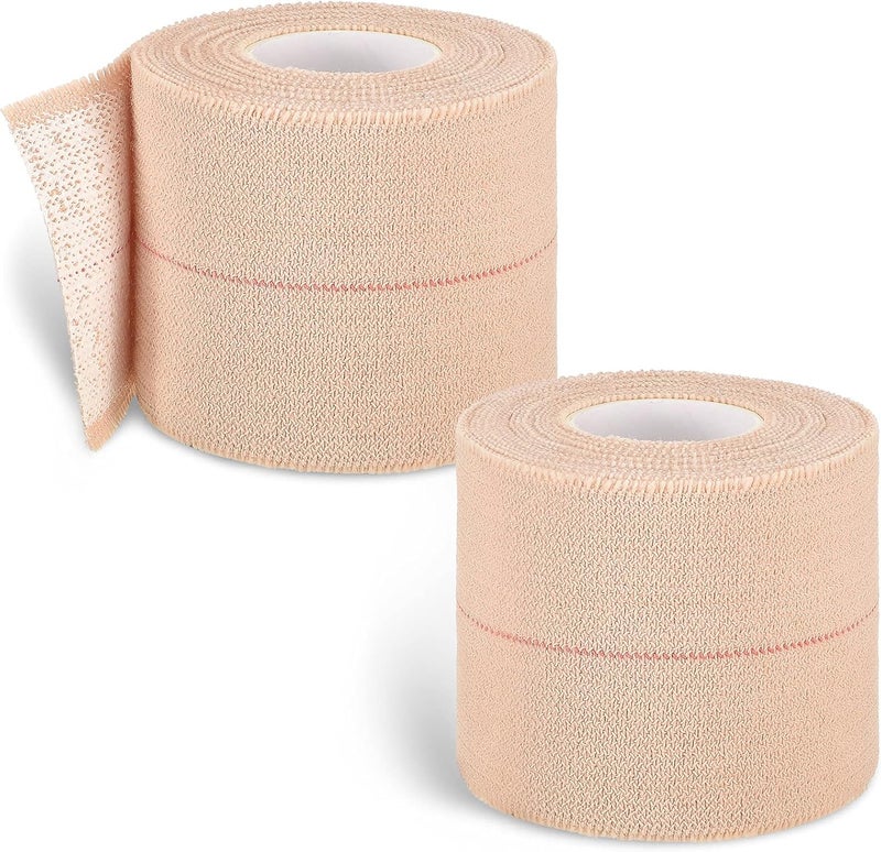 Nuanchu 2 Rolls Adhesive Elastic Tape Bandage Tape Wrap Flexible Stretch Bandages for Sports Ankle Knee and Wrist Sprains Beige2 Inch Wide - Image 1
