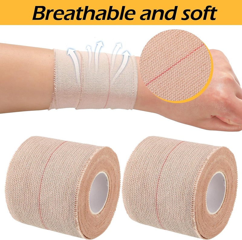 Nuanchu 2 Rolls Adhesive Elastic Tape Bandage Tape Wrap Flexible Stretch Bandages for Sports Ankle Knee and Wrist Sprains Beige2 Inch Wide - Image 4