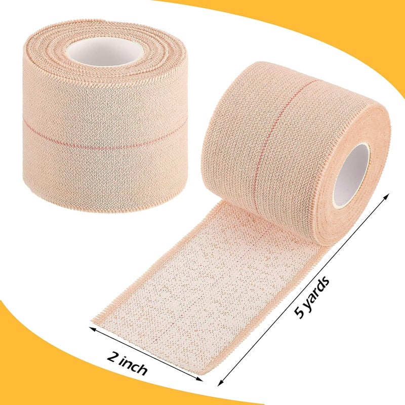 Nuanchu 2 Rolls Adhesive Elastic Tape Bandage Tape Wrap Flexible Stretch Bandages for Sports Ankle Knee and Wrist Sprains Beige2 Inch Wide - Image 2