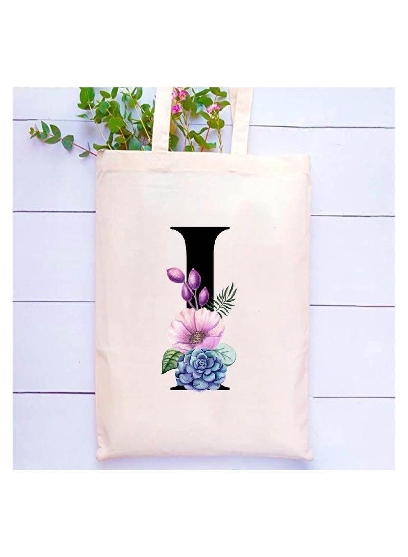 PRINTSHOP4ME Initial Letters Canvas Cotton Tote Bag, Cosmetic Pouch, and Stainless Steel Travel Mug - A Stylish Pack of 3 Combo Set for Girls - Gift for wedding - Gifts for girls - Gift for friends - Image 2