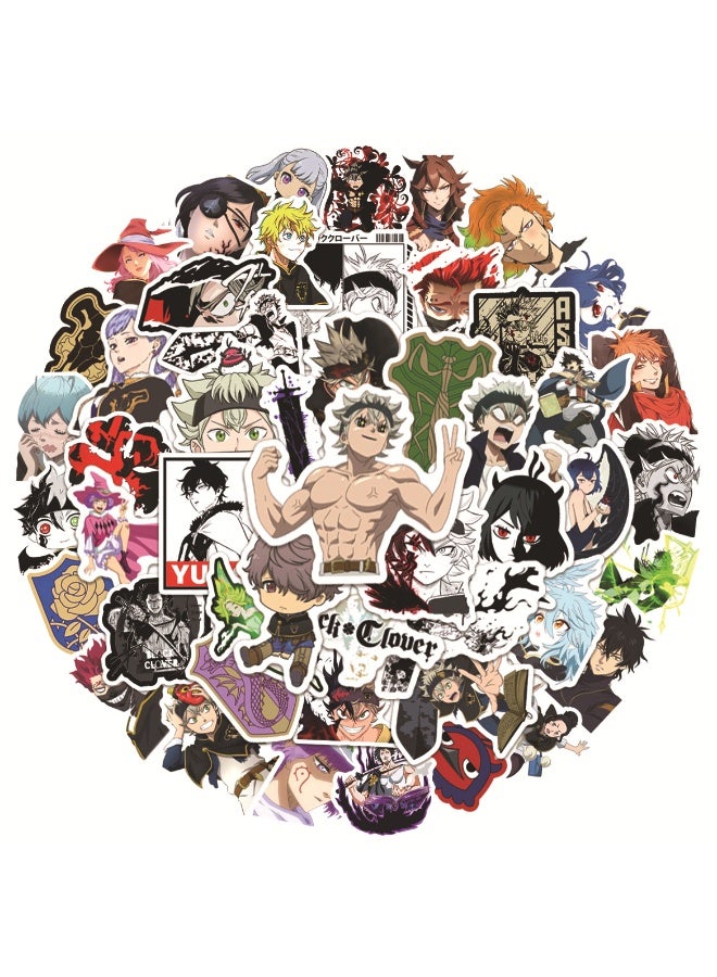 NIBEMINENT 50 Pcs Black Five-Leaf Clover Deco Kit Waterproof Stickers, High Definition Printing Bright Colors, Suitable for Laptop Skateboard Luggage Water Bottle Guitar DIY - Image 2