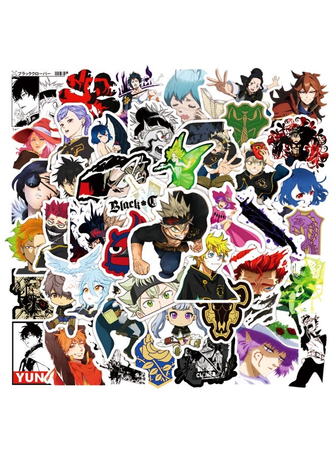 NIBEMINENT 50 Pcs Black Five-Leaf Clover Deco Kit Waterproof Stickers, High Definition Printing Bright Colors, Suitable for Laptop Skateboard Luggage Water Bottle Guitar DIY - Image 1