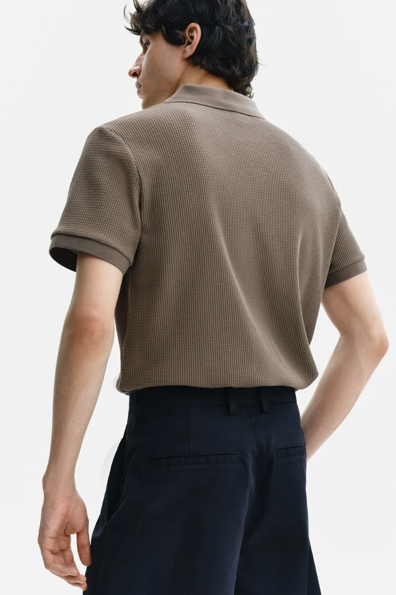 H&M  Slim Fit Waffle-knit polo shirt for Men | Best Price UAE