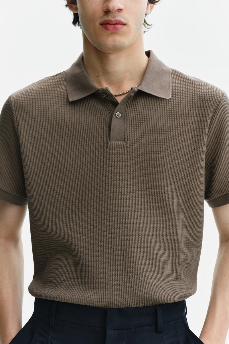 H&M  Slim Fit Waffle-knit polo shirt for Men | Best Price UAE