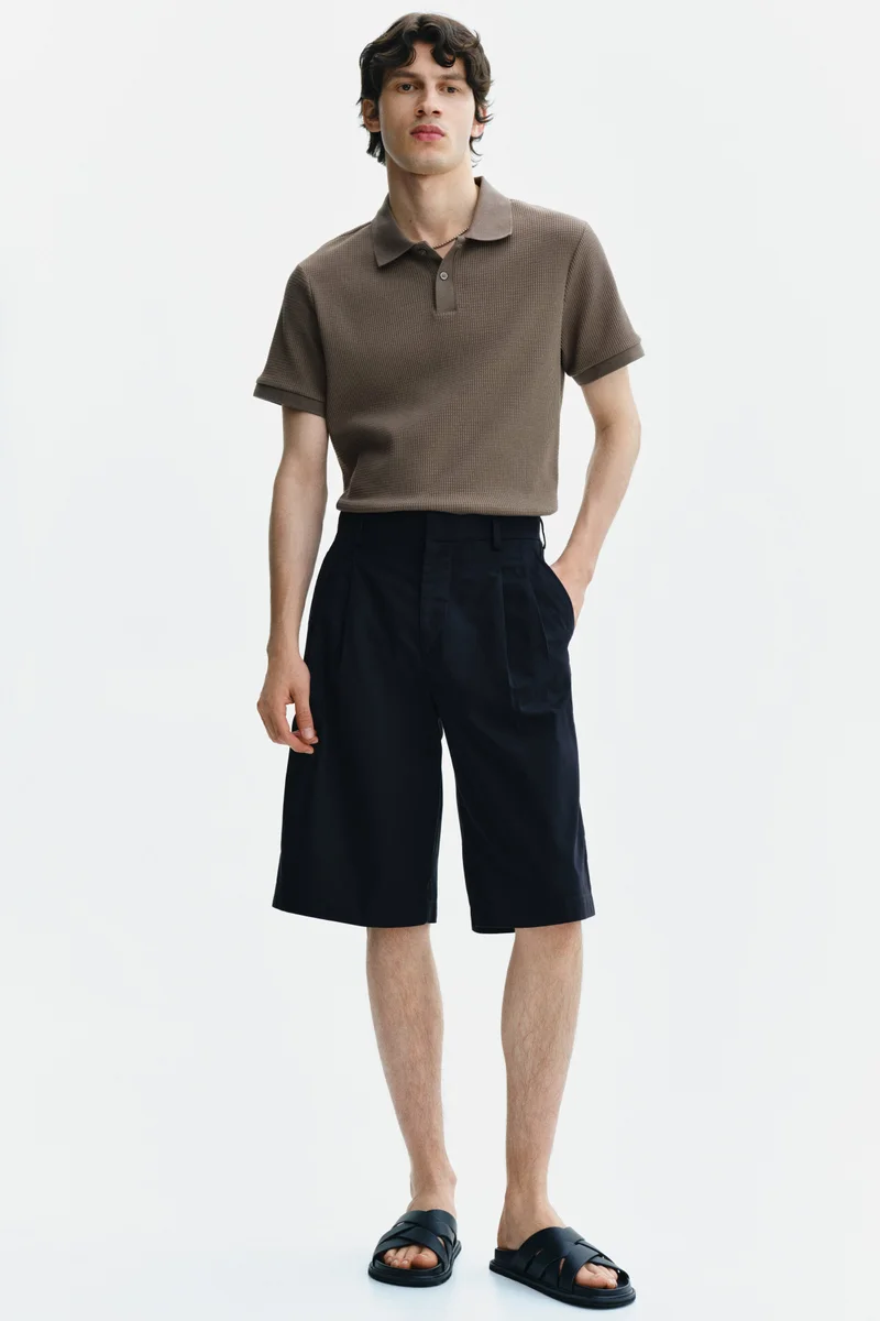 H&M Slim Fit Waffle-knit polo shirt