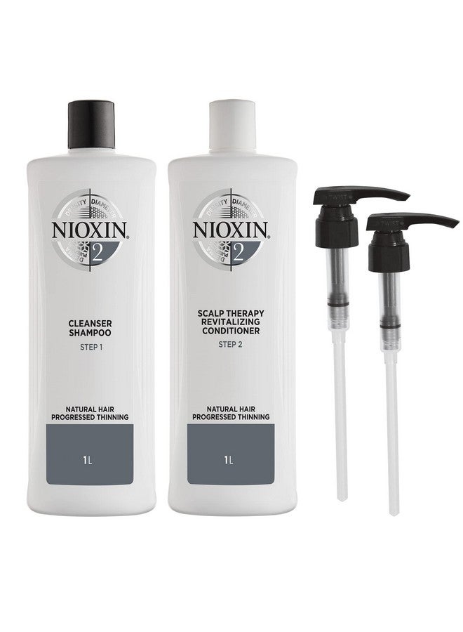 Nioxin System 2 Shampoo & Conditioner Prepack Natural Treated Hair With Progressed Thinning Pumps Included 33.8 Fl Oz - Image 1