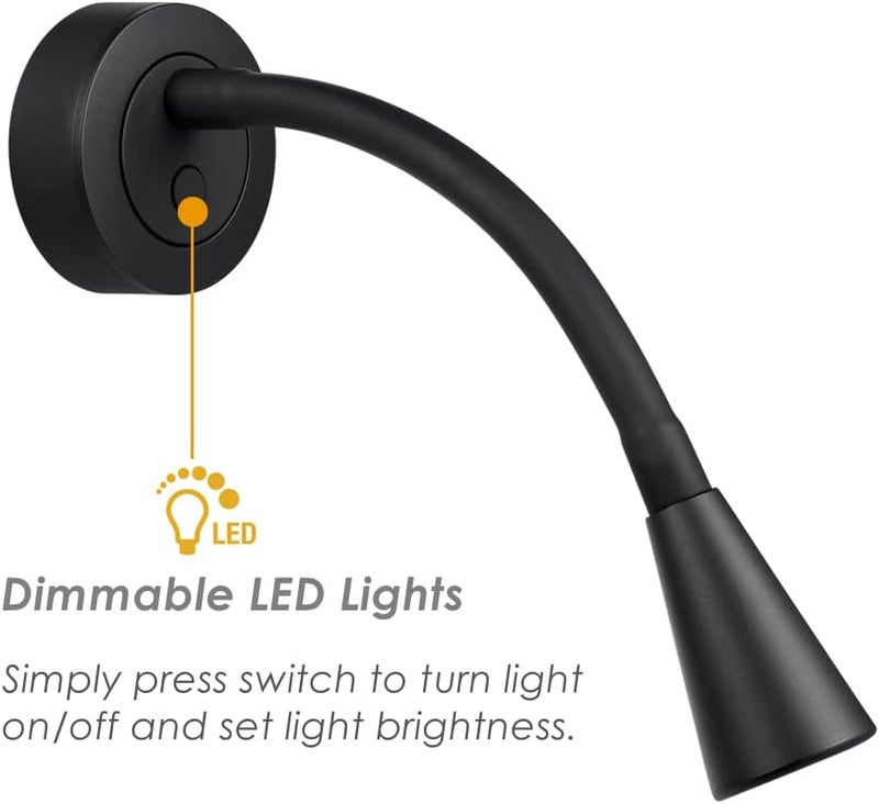 acegoo مصباح قراءة LED 12V من للقوارب والمركبات الترفيهية مع شاحن USB وعنق مرن قابل للتعتيم، للإضاءة الداخلية للشاحنات والمقطورات والسيارات، يعمل بتيار مستمر 24 فولت، تركيب سطحي بسلك ثابت. - Image 4