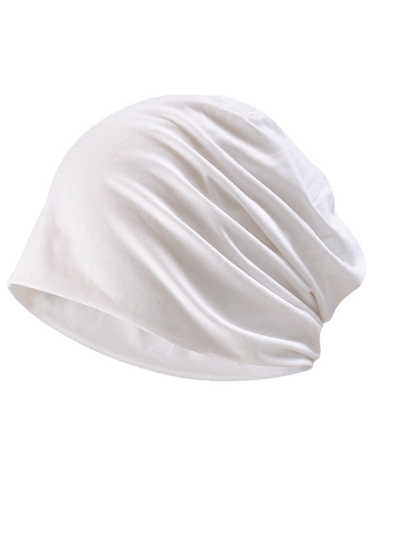 Loquat Infinity Scarf Headwear Cap Solid Color Beanie Hat White 