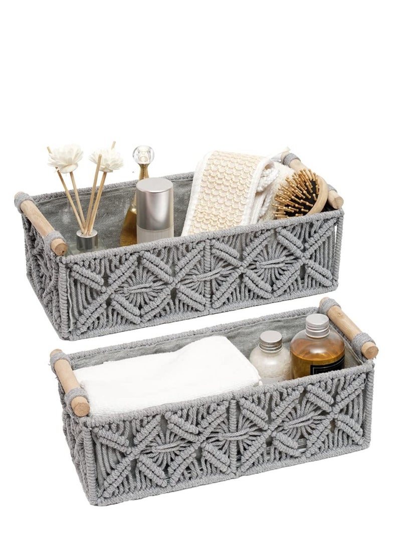Storage Basket Boho Decor Basket for Organizing Countertop Woven Decor Basket Toilet Paper Basket Top Shelf Basket with Handle Bathroom Decor Bedroom Nursery Living Room Entry - Image 1