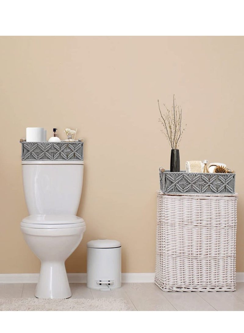 Storage Basket Boho Decor Basket for Organizing Countertop Woven Decor Basket Toilet Paper Basket Top Shelf Basket with Handle Bathroom Decor Bedroom Nursery Living Room Entry - Image 5
