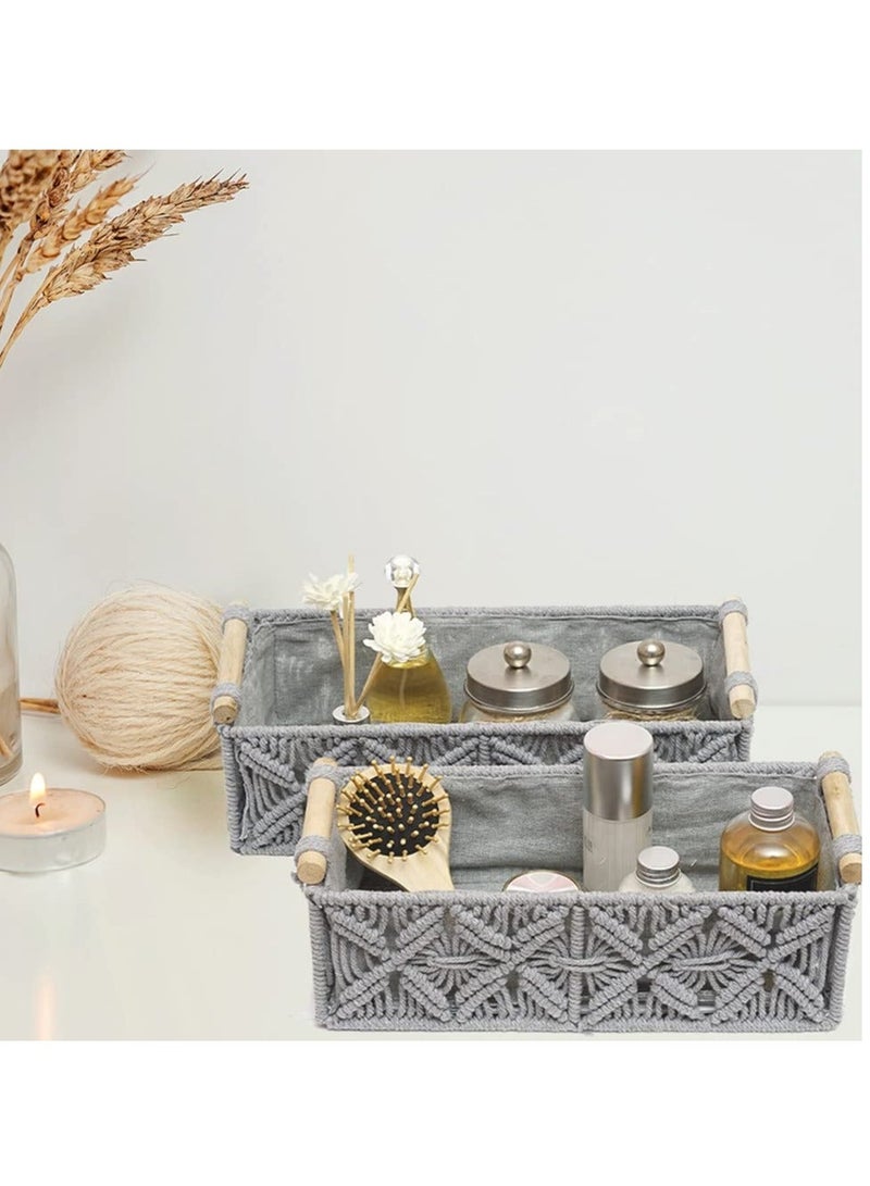 Storage Basket Boho Decor Basket for Organizing Countertop Woven Decor Basket Toilet Paper Basket Top Shelf Basket with Handle Bathroom Decor Bedroom Nursery Living Room Entry - Image 2