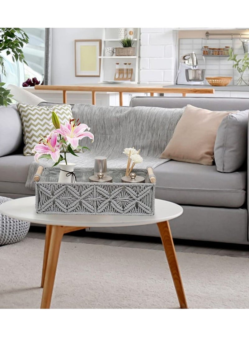 Storage Basket Boho Decor Basket for Organizing Countertop Woven Decor Basket Toilet Paper Basket Top Shelf Basket with Handle Bathroom Decor Bedroom Nursery Living Room Entry - Image 4