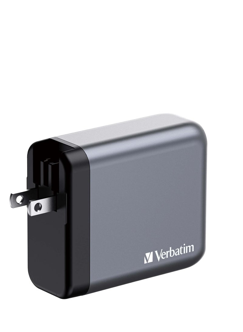 VERBATIM - Verbatim GaN Charger 140 W, 4 Ports USB-C Charger, Power Adapter with 3 x USB-C and 1 x USB-A, Fast Charger as Multiple Plug, for Apple MacBook, Notebook, iPad, iPhone - Image 1