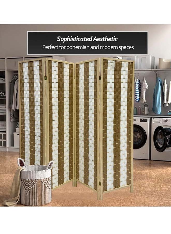 Living - Room Divider 4 Panel Room Partition, Foldable Freestanding - Image 1