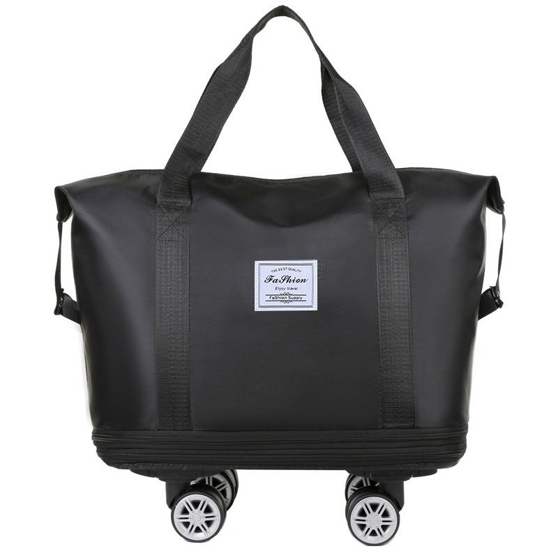 Generic Universal wheel expandable luggage bag large capacity wet and dry separation storage business trip Fitness Bag College student travel bag Black 