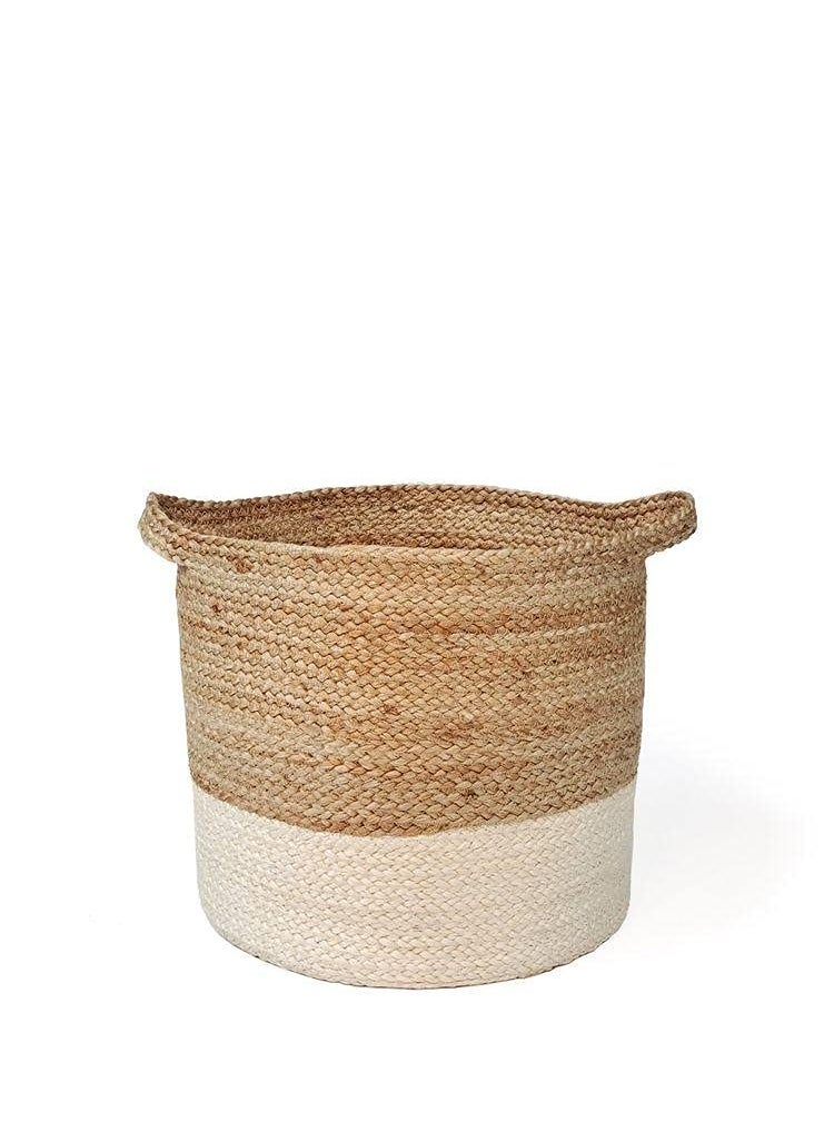 Generic 2 GUDD RUGS Jute Cotton Basket, Handcrafted Woven Storage Planter Basket for Home Decor,Multi-Purpose Bag with Handle for Living Room Bathroom Laundry & Toys(10'X11 INCHES  - Image 1