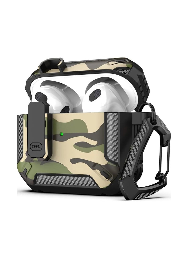 Generic - Compatible With AirPods 4 Case, Secure Lock Case Cover for Apple Airpods 4 with Active Noise Cancellation 2024, Airpods 4 with Keychain, Strong Drop Protection (Camouflage Green) - Image 1
