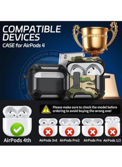 Generic Compatible With AirPods 4 Case, Secure Lock Case Cover for Apple Airpods 4 with Active Noise Cancellation 2024, Airpods 4 with Keychain, Strong Drop Protection (Camouflage Green)  - Image 4