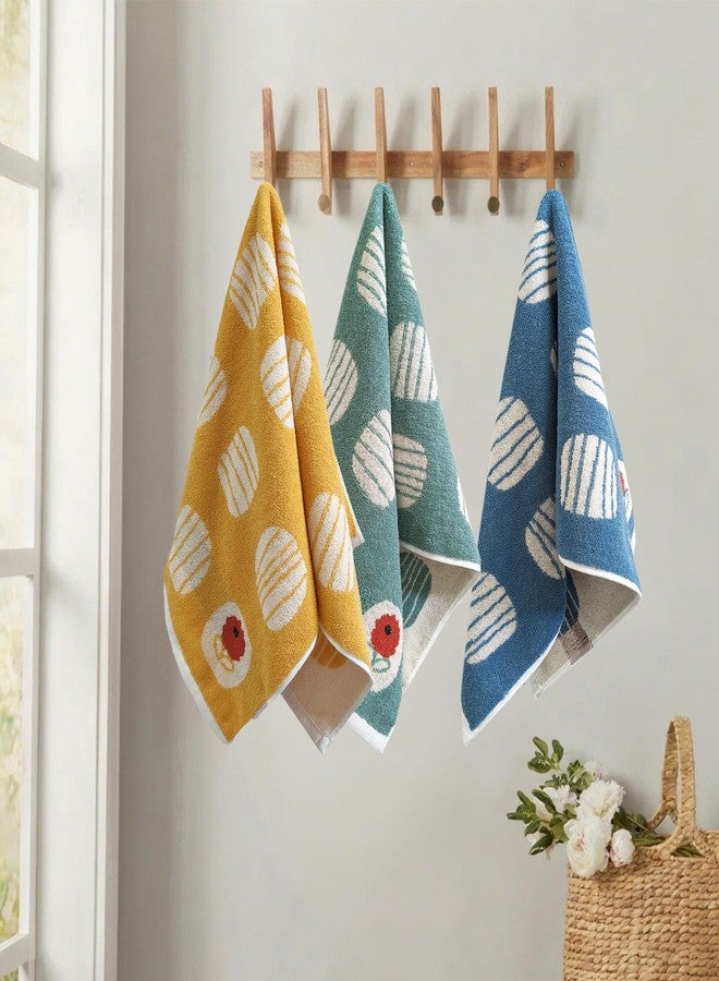 USTIDE 3 Pack Cotton Hand Towels Set, Stripe Floral Pattern Absorbent Quick-Drying Towels for Bathroom, Spa, Gym, Kitchen Decor, Soft Face Towels in Mixed Colors - Image 4