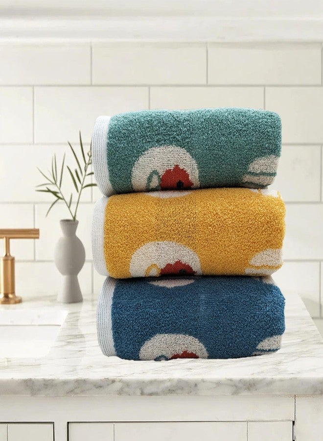 USTIDE 3 Pack Cotton Hand Towels Set, Stripe Floral Pattern Absorbent Quick-Drying Towels for Bathroom, Spa, Gym, Kitchen Decor, Soft Face Towels in Mixed Colors - Image 2
