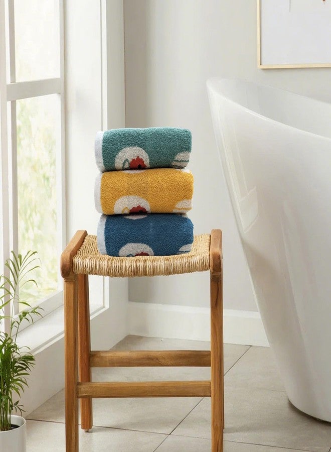 USTIDE 3 Pack Cotton Hand Towels Set, Stripe Floral Pattern Absorbent Quick-Drying Towels for Bathroom, Spa, Gym, Kitchen Decor, Soft Face Towels in Mixed Colors - Image 5