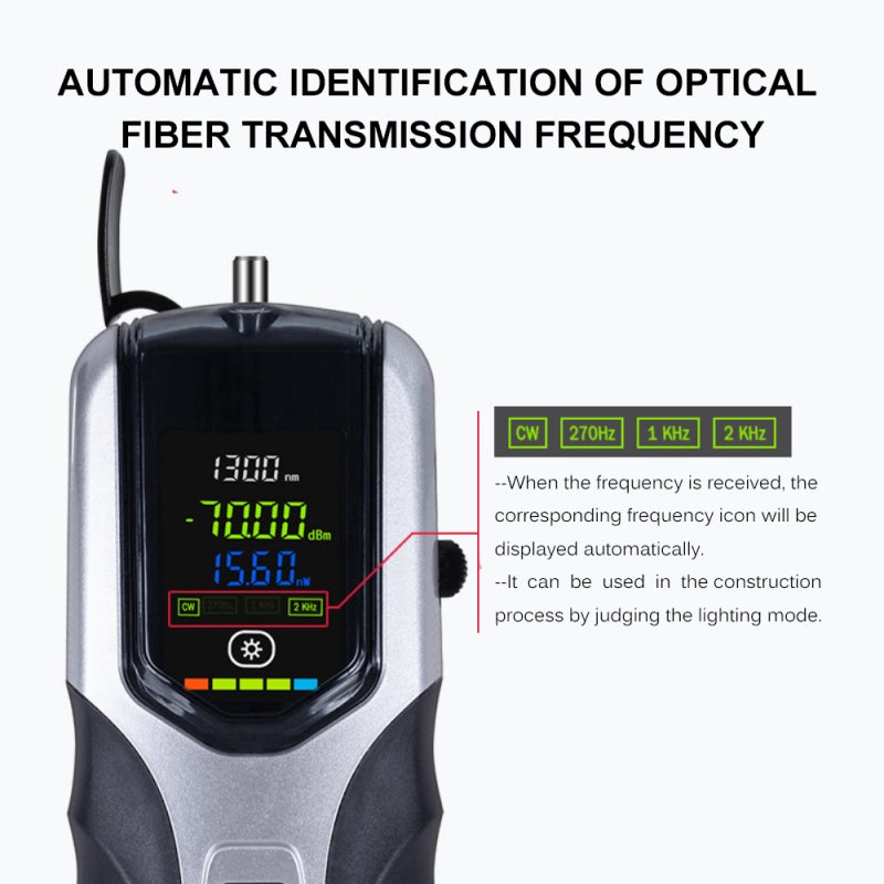 Power Meter: Black Compact Body High-precision Sensor - High-definition LCD Screen 900mAh Rechargeable Lithium Battery for Fiber Optic Maintenance, Dark Environment Use - Image 2