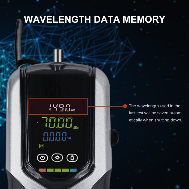 Power Meter: Black Compact Body High-precision Sensor - High-definition LCD Screen 900mAh Rechargeable Lithium Battery for Fiber Optic Maintenance, Dark Environment Use - Image 3