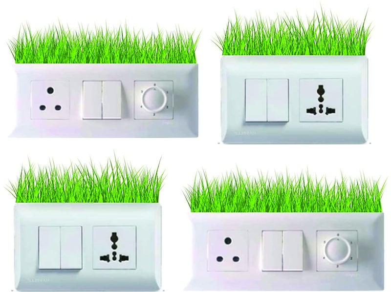 Techgifti ملصق لوحة المفاتيح العشبي الأخضر ™، غرفة الأطفال، فن الجدران، ملصق الثلاجة، عبوة من 4 - Image 2