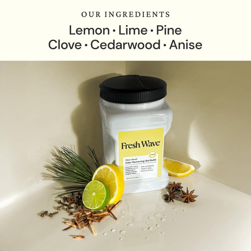 Fresh Wave Lemon Odor Removing Gel Refill, 63 oz. - Safer Odor Absorbers for Home, Natural Plant-Based Odor Eliminator, Every 15 oz. lasts 30-60 Days, For Cooking, Trash & Pets - Image 2