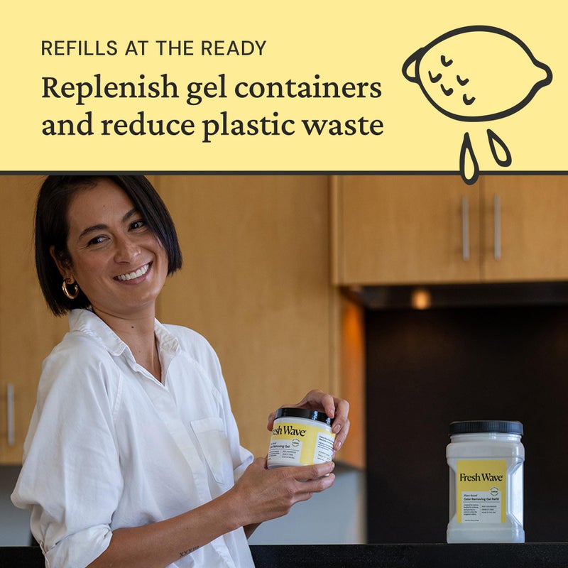 Fresh Wave Lemon Odor Removing Gel Refill, 63 oz. - Safer Odor Absorbers for Home, Natural Plant-Based Odor Eliminator, Every 15 oz. lasts 30-60 Days, For Cooking, Trash & Pets - Image 5