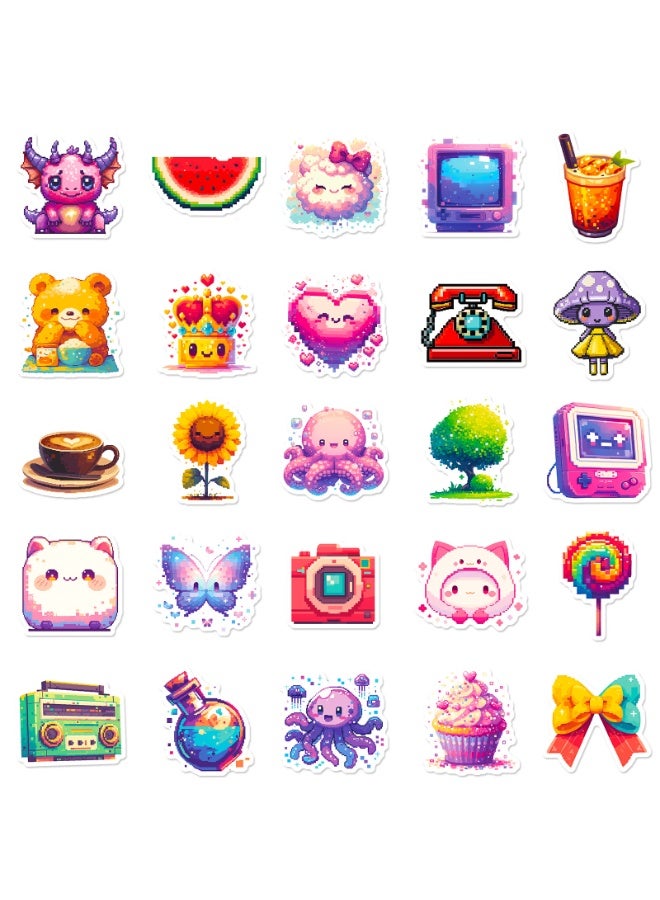 NIBEMINENT 50 Pcs Mosaic Pixel-winding Game Console Deco Kit Waterproof Stickers, High Definition Printing Bright Colors, Suitable for Laptop Skateboard Luggage Water Bottle Guitar DIY - Image 3