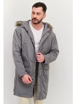 Men Plain Puffer jacket, Grey