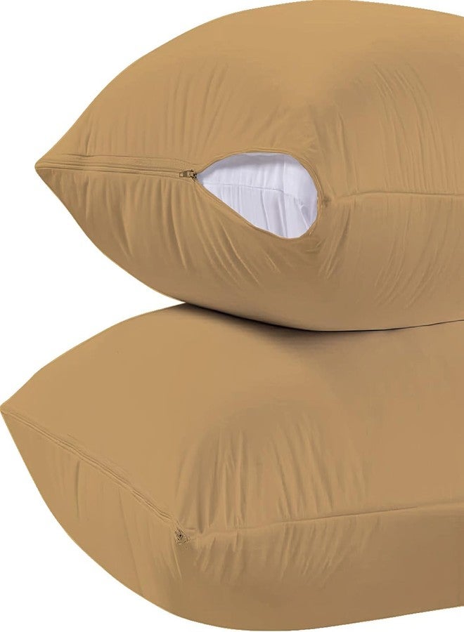 Trance Ultra Soft Terry Waterproof Pillow Protector Cover with Zippered Closure | Dust Mite - Bed Bug Protection | Oil and Water Spill Protection Covers (Large: 20 x 30 inch - Brown) - Pack of 2 - Image 2
