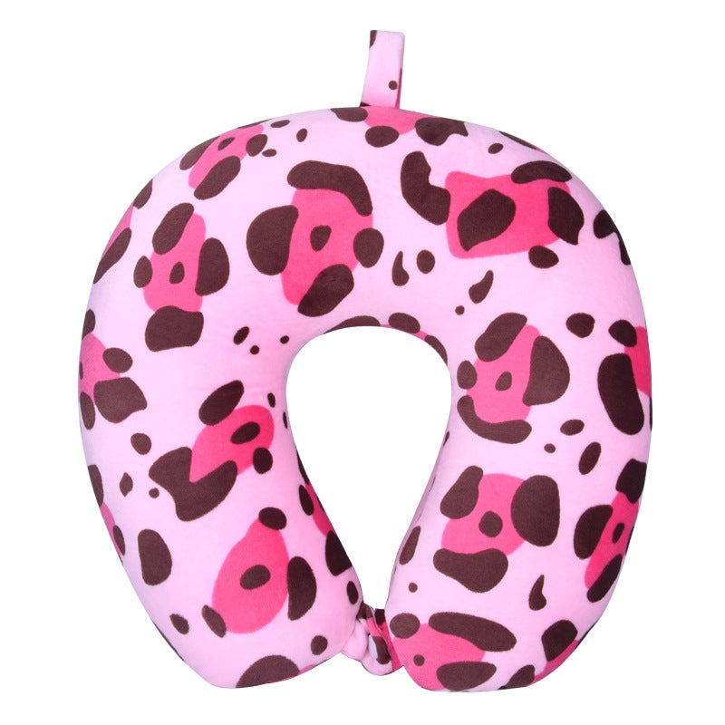 U-shaped pillow foam particle travel pillow digital printing aircraft neck pillow neck pillow health pillow custom LOGO MYK-3131-red leopard print