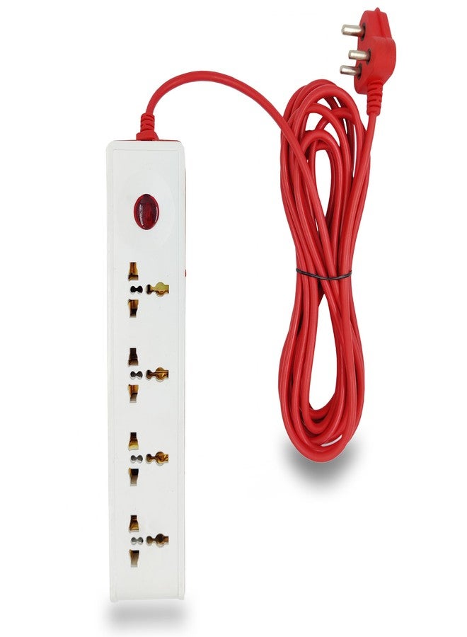 Hillgrove 5 Meter Long Cable Power Extension Board with 4 Universal Socket and 1 Switch Surge Protector Board for Computer/Laptop/Fridge 4 Socket Extension Boards (White) - Image 1