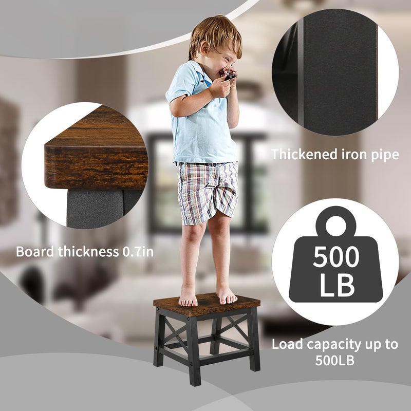 YINMIT Wooden Step Stool for Adults and Kids, Step Stool for High Bed with Non-Slip Feet, Using for Bedroom, Living Room and Kitchen, Hold Up to 500 lbs - Image 5