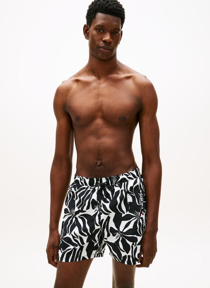 TOMMY HILFIGER Original Print Mid Length Swim Shorts - Image 1
