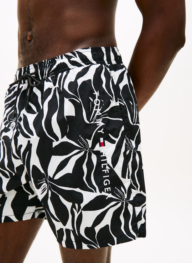TOMMY HILFIGER Original Print Mid Length Swim Shorts - Image 3