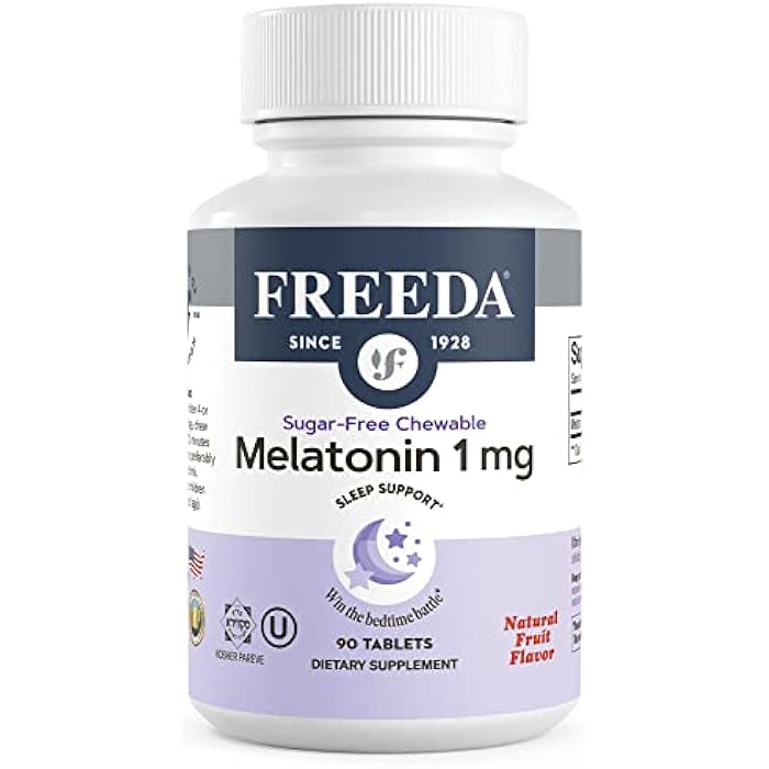 FREEDA Melatonin 1 mg Sugar-Free Chewable Tablets – Natural Fruit Flavor Sleep Aid for Adults and Kids Ages 3 and Up – Non-Habit Forming, Vegan, Gluten-Free, Kosher – Made in USA (90 Count) - Image 1