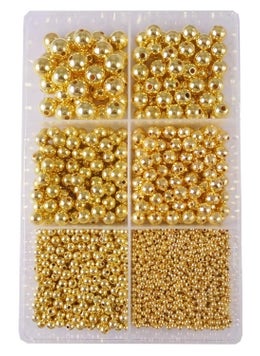 eshoppee eshoppee 200 gm Golden Color Round Shape Plastic Beads for Jewellery Making, Art and Crafts Work for Necklace Bracelet Earring Making DIY Kit (19)  - Image 1