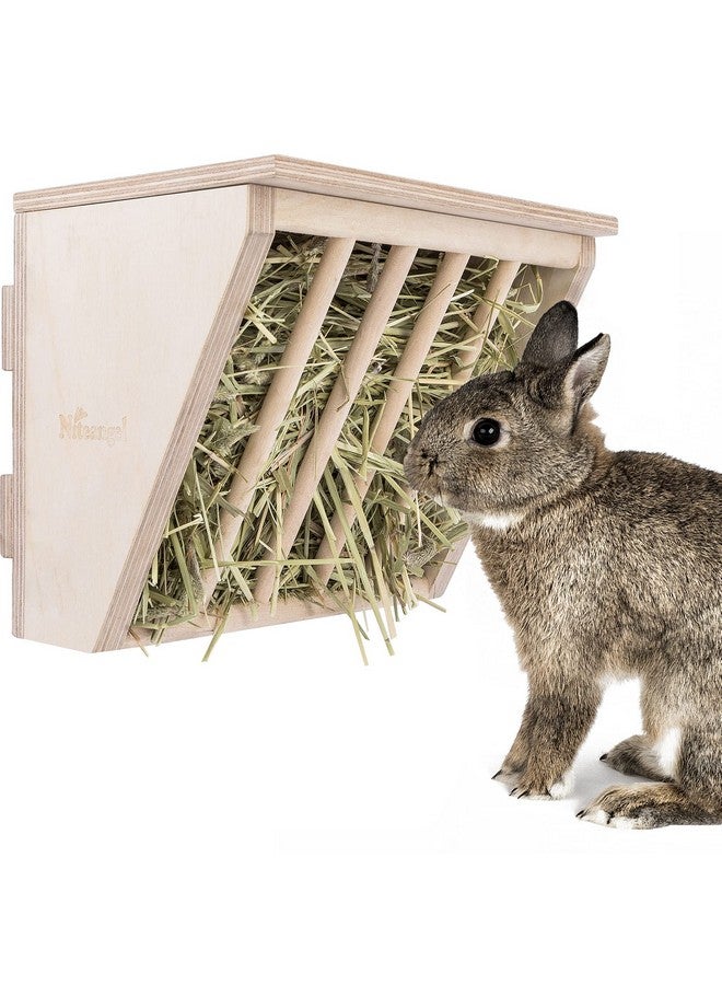 نيتينجيل مذود تبن خشبي للحيوانات الأليفة من نايت أنجل مع مقعد، مقاس كبير، 9-7/8 بوصة × 6-3/4 بوصة × 8 بوصة (خشب رقائقي) - Image 1